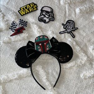 Star Wars & Pixar Cars Minnie Mouse DIY Ears 1 headband, 5 patches, extra Velcro